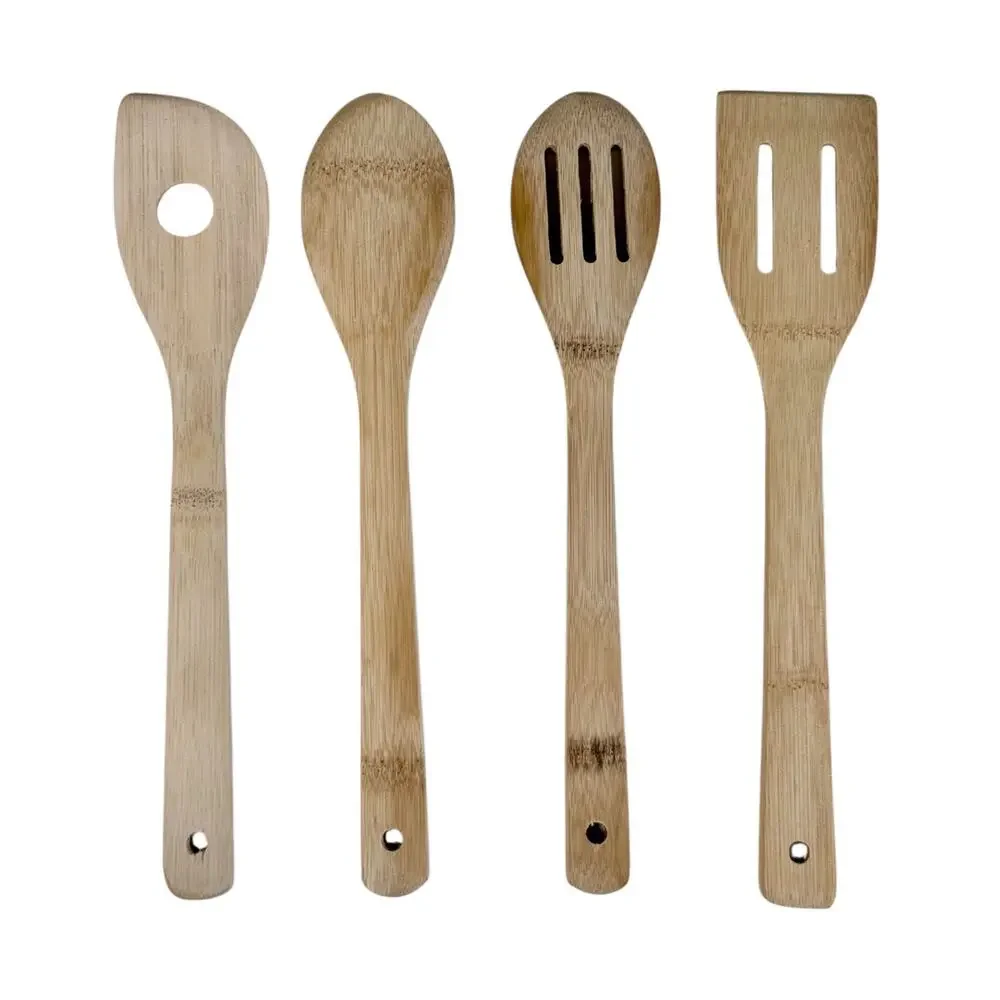 The Office Set 4 Bamboo Wooden Kitchen Cooking Utensils Spoon Spatula Slotted